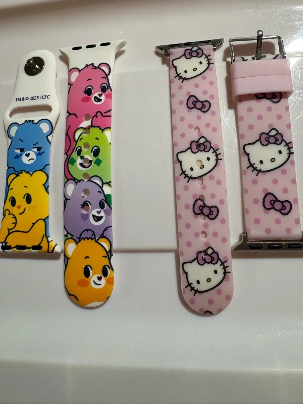 Hello Kitty Pink Polka Dot & Multicolor Care Bears Silicone Watch Bands